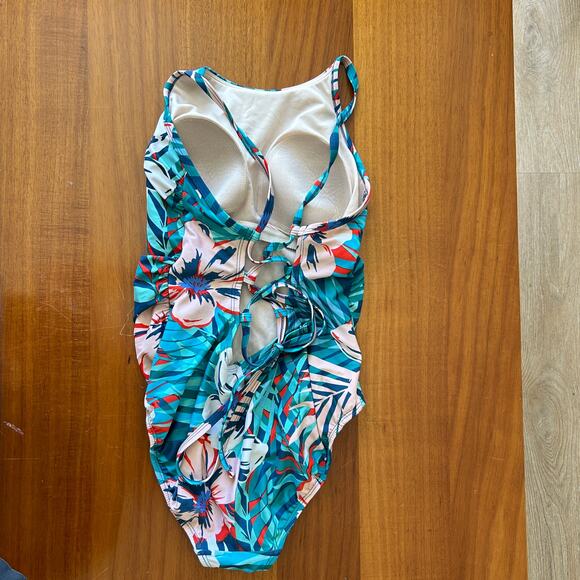 Kona Sol Women’s Size M Swimsuit One Piece Tropical Print - Picture 3 of 9